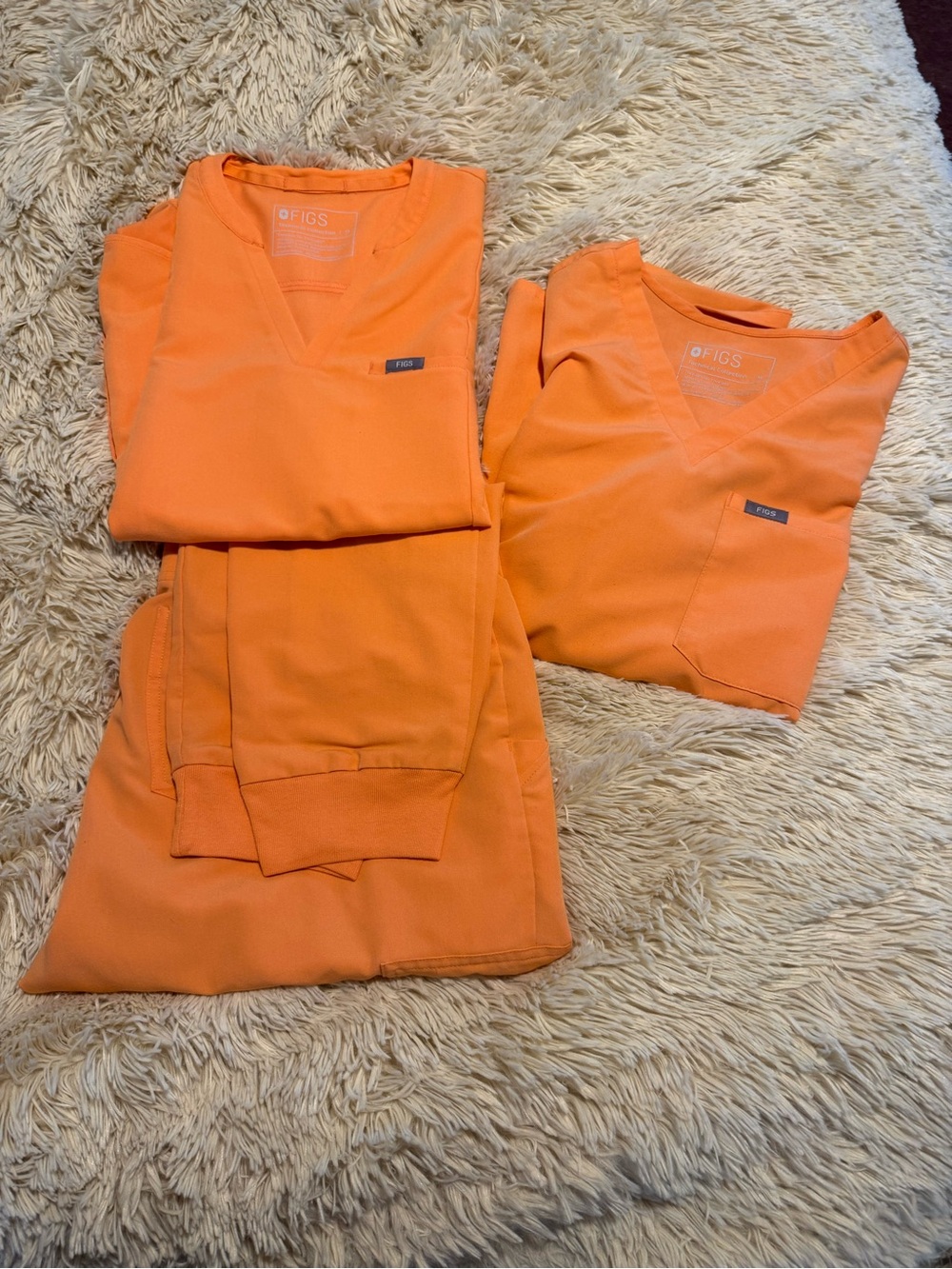 Figs Technical Collection V-Neck Scrub Top in Orange